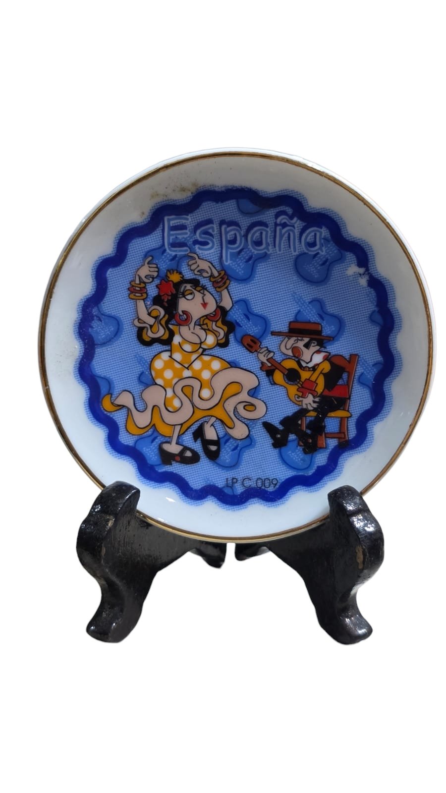 Souvenir espanhol em porcelana com caricatura artística