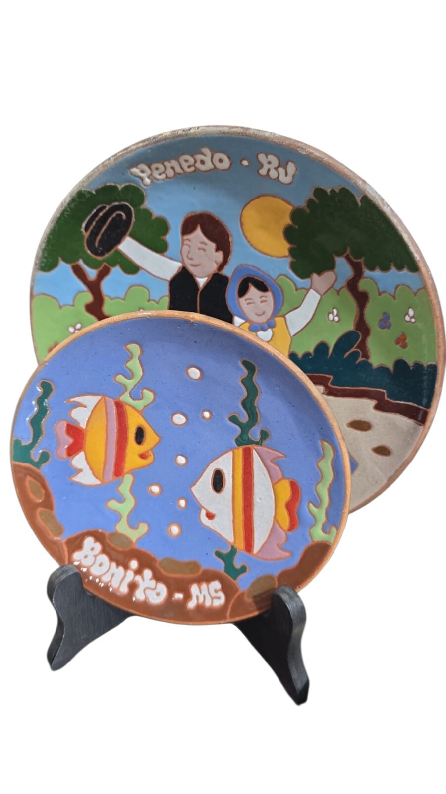 Par de cerâmica artesanais com bela arte