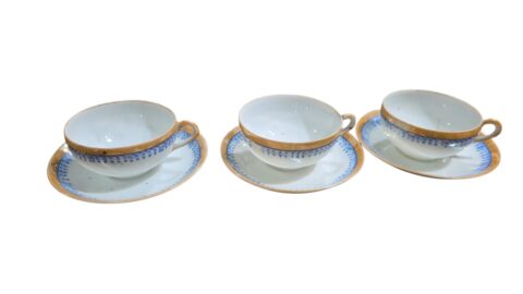 Trio de xícaras de chá porcelana japonesa casca de ovo