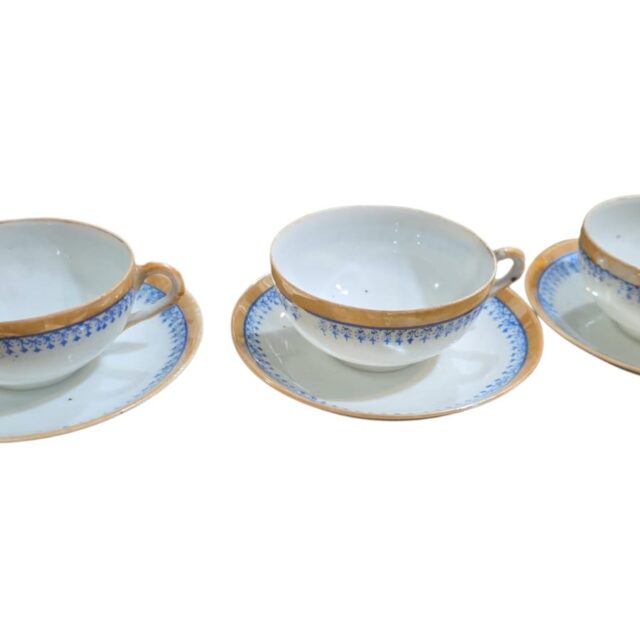 Trio de xícaras de chá porcelana japonesa casca de ovo