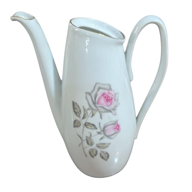 Bule sem tampa porcelana Schmidt, motivos florais