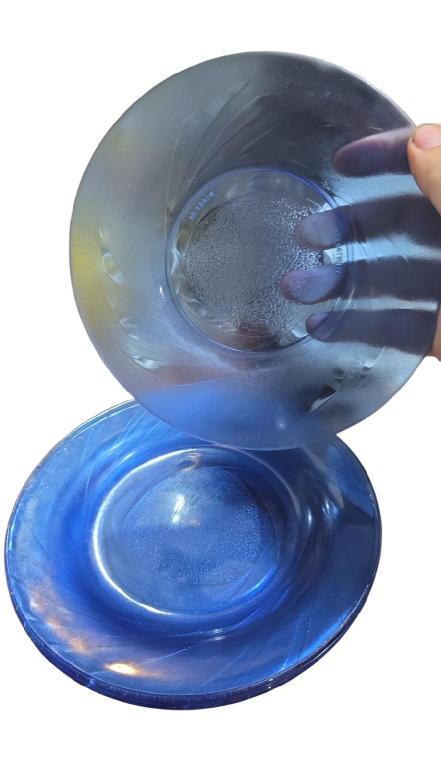 Trio de pratos de sobremesa azul cobalto
