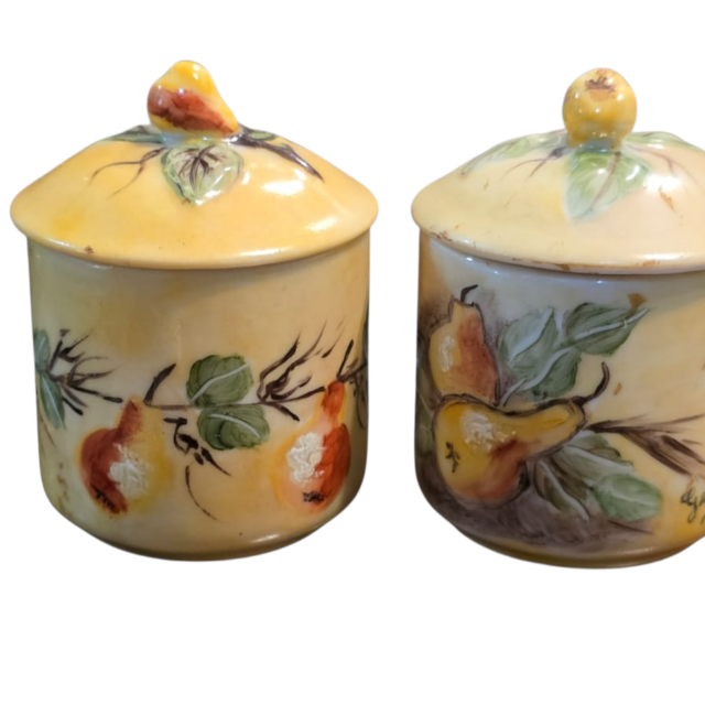Par de belos potiches de porcelana pintados à mão