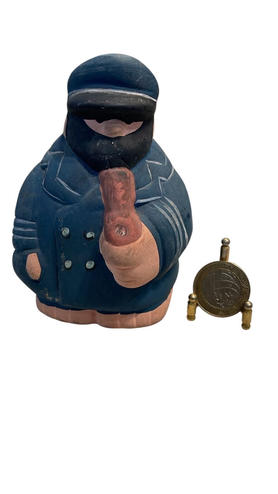 Antigo marinheiro de cerâmica pintado a mão