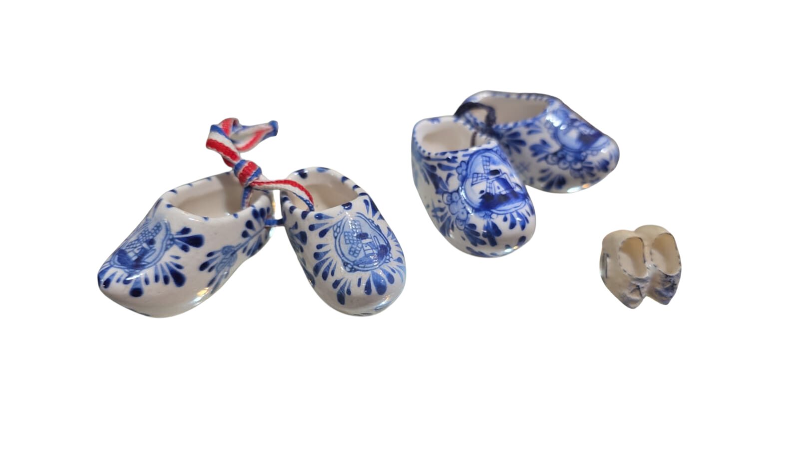 Trio de pares de sapatinhos holandeses Delft