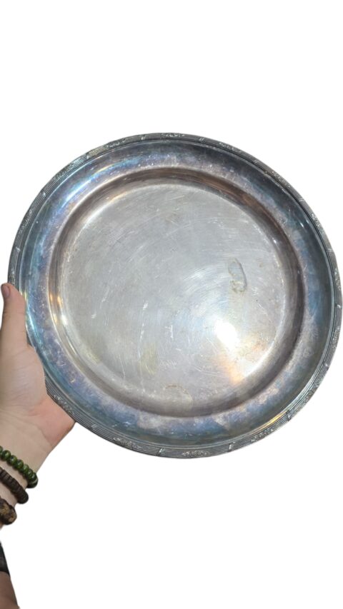 Pesada e grande bandeja/salva espessurada a prata
