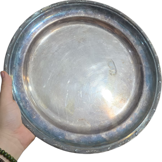 Pesada e grande bandeja/salva espessurada a prata