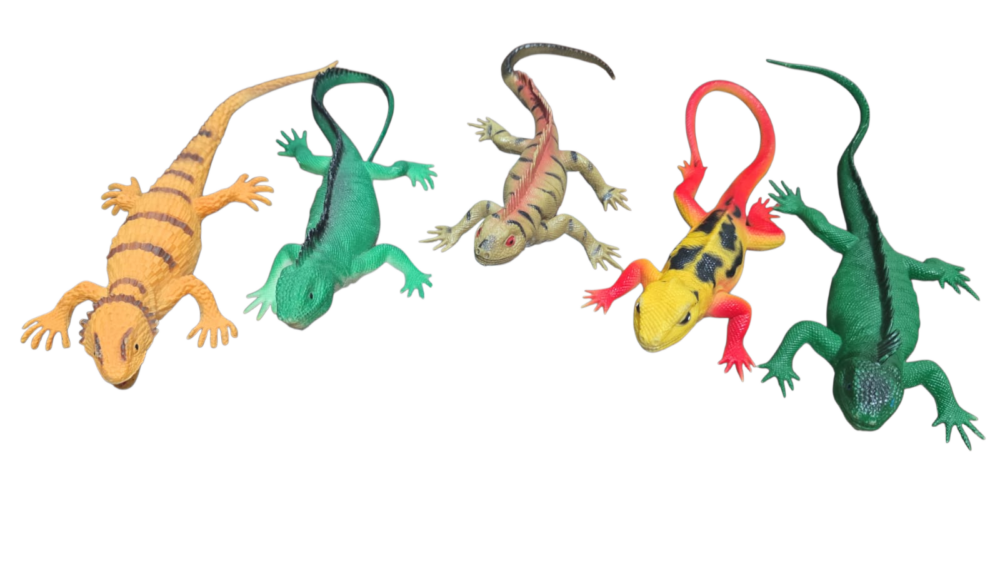 Lote de lagartixas  de brinquedo multicoloridas