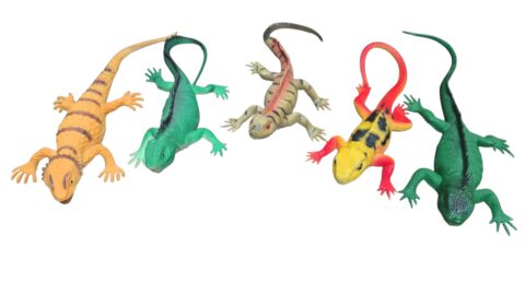 Lote de lagartixas de brinquedo multicoloridas