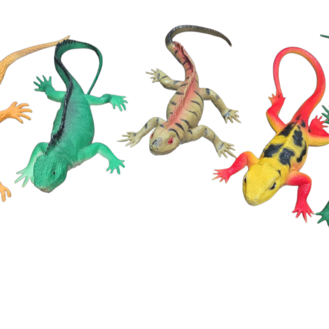 Lote de lagartixas de brinquedo multicoloridas
