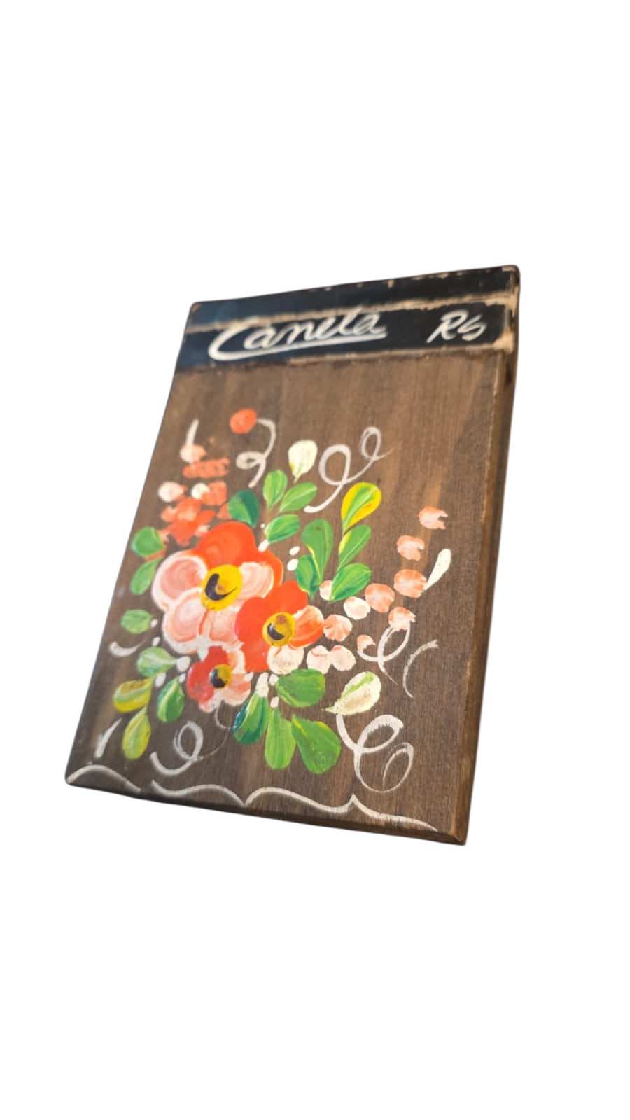 Porta bloco de madeira antigo, pintado a mão