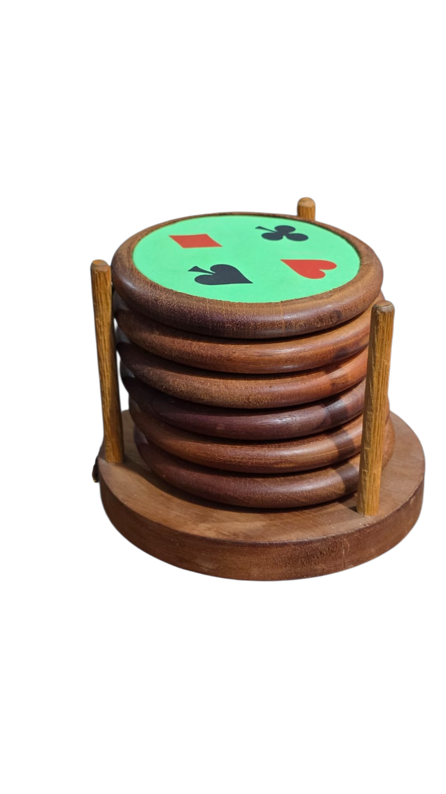 Conjunto com 6 porta-copos de madeira vintage