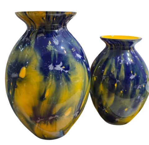 Elegante par de vasos em Murano polonês, feitos a mão