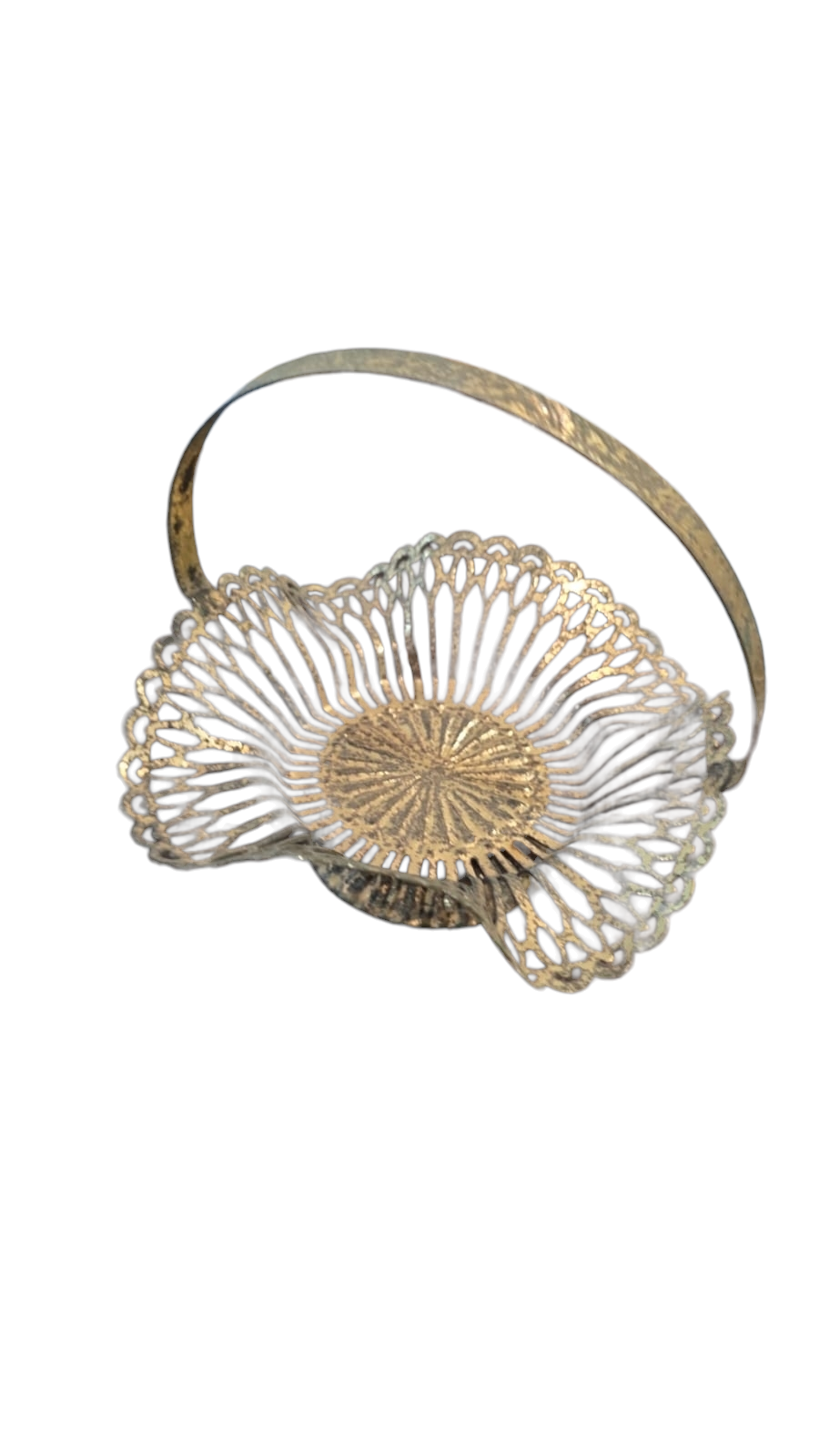 Antiga cesta em dourado metal