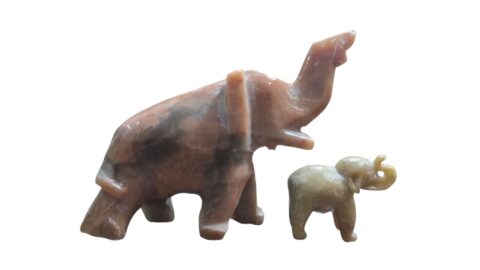 Par de esculturas elefantes de pedra