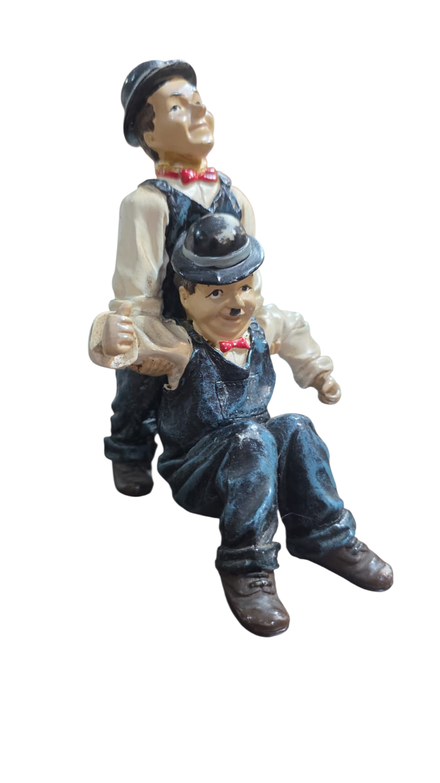 Antiga escultura gordo e magro de resina