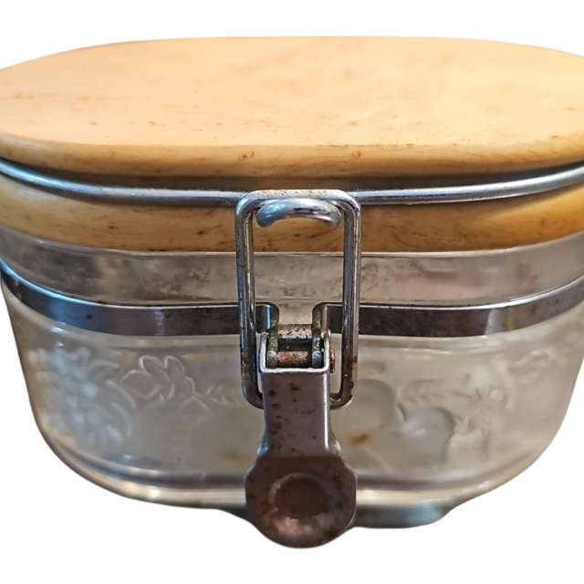 Antigo pote hermético de vidro