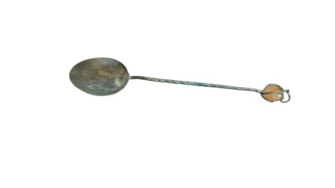 Antiga colher pedrinha, espessurada a prata