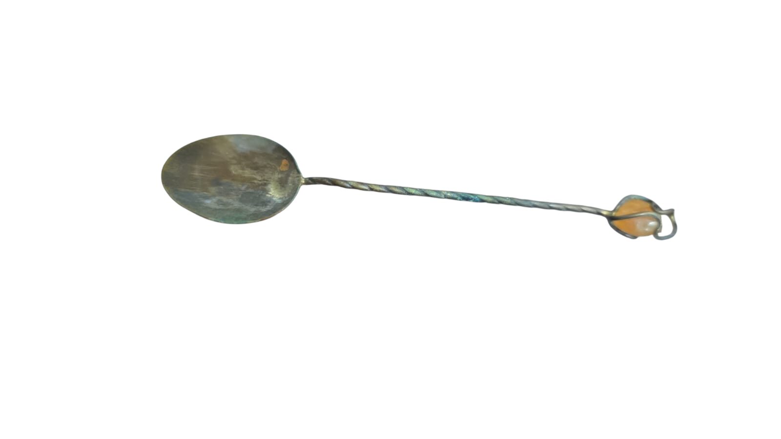 Antiga colher pedrinha, espessurada a prata