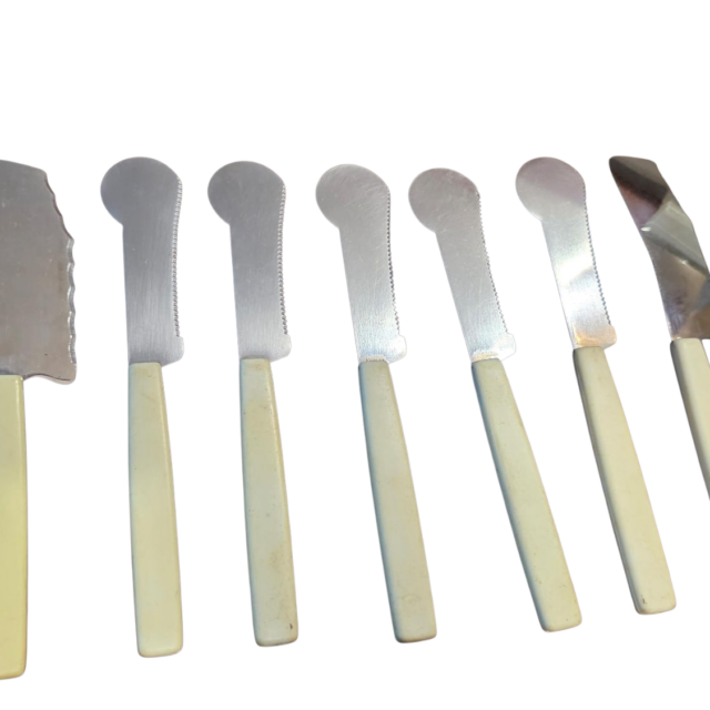 Conjunto de antigas espátulas italianas em aço inoxidável