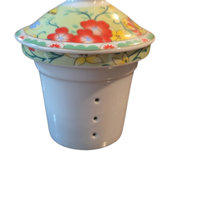 Coador de chá com tampa, de porcelana