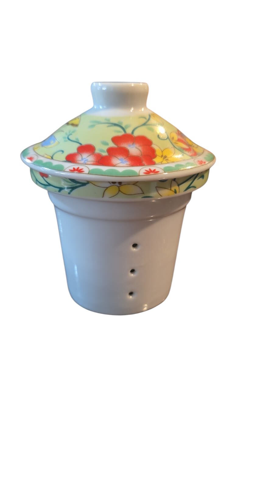 Coador de chá com tampa, de porcelana