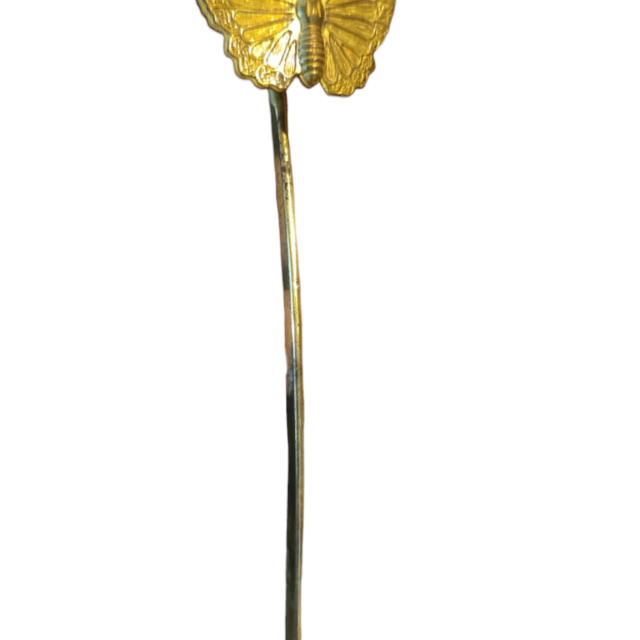 Antigo marca páginas em dourado metal, borboleta
