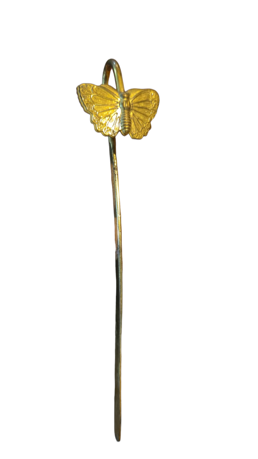Antigo marca páginas em dourado metal, borboleta