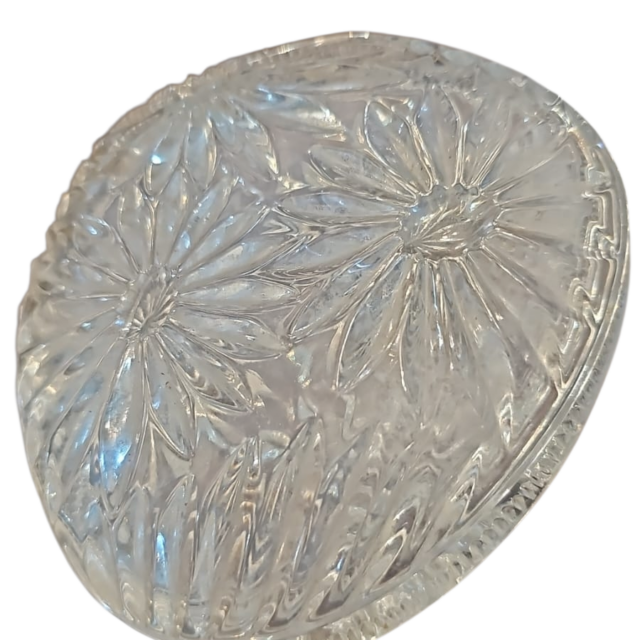 Belíssimo potiche de cristal ornamentado com flores