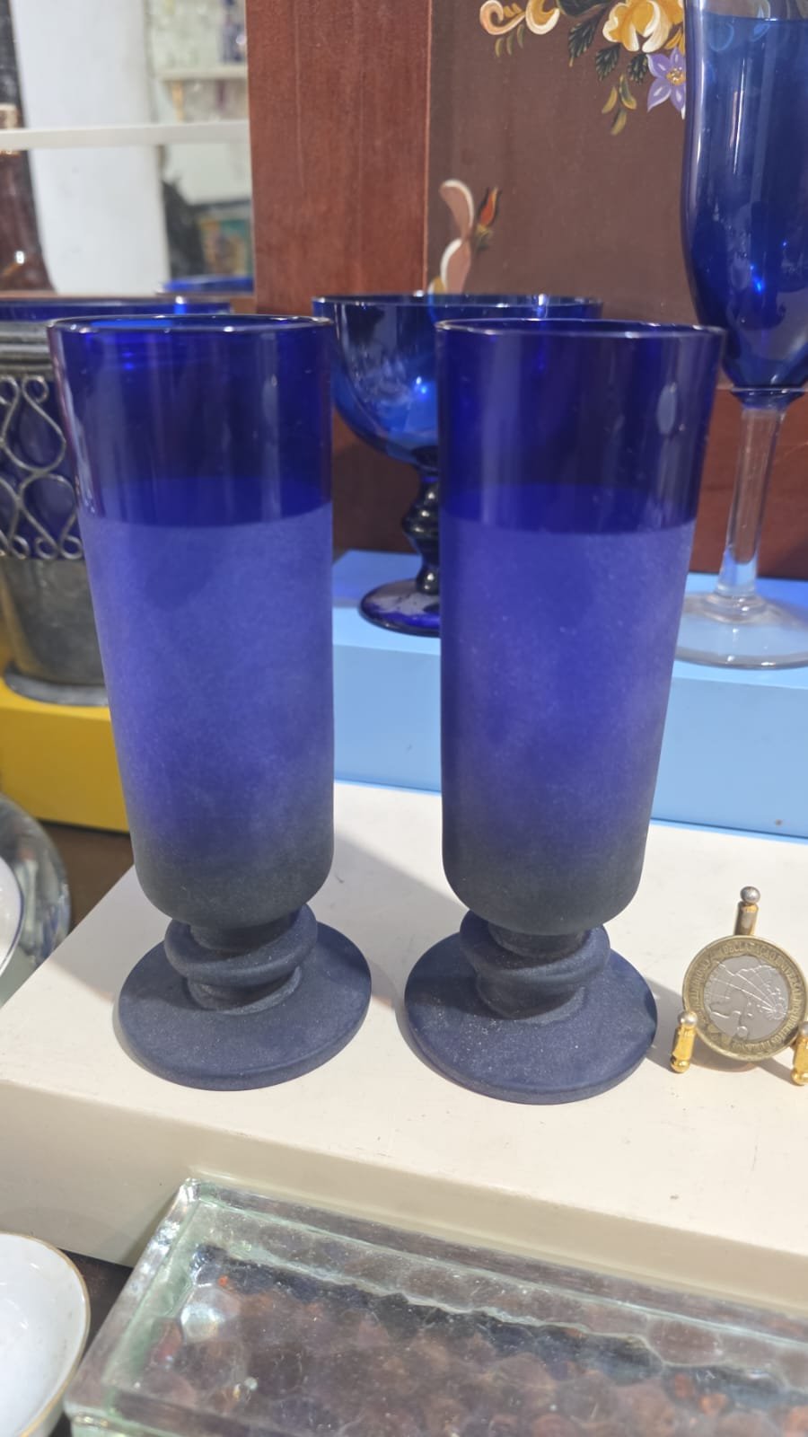 Elegante taça azul cobalto (valor unitário) - Imagem 2