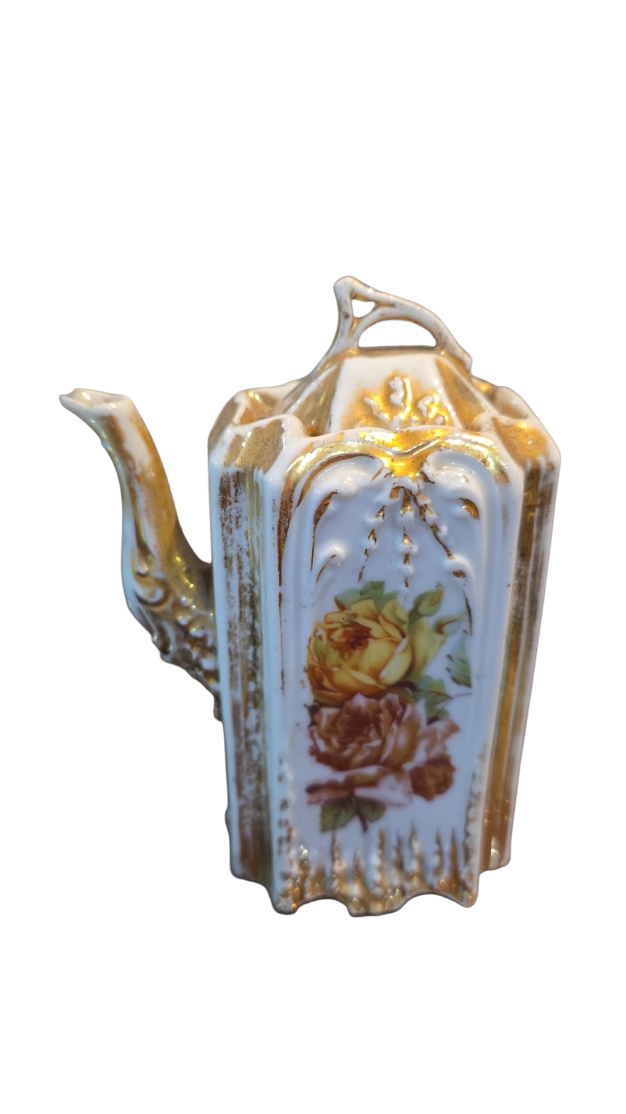 Gracioso e antigo bule de porcelana