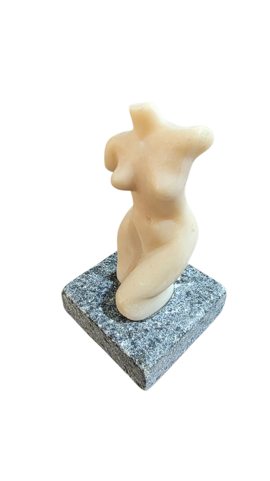 Bela pequena escultura em pó de mármore, base de pedra