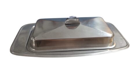 Elegante e antiga manteigueira inox Fracalanza