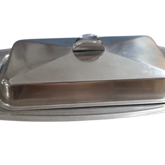 Elegante e antiga manteigueira inox Fracalanza