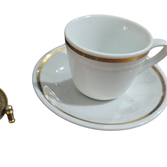 Elegante xícara de café com dourações porcelana Steatita