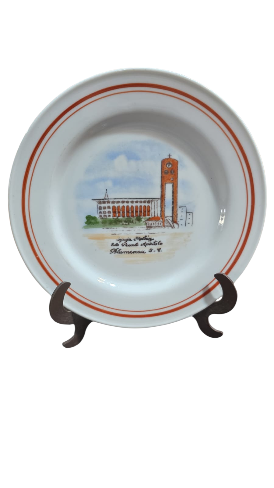 Antiga porcelana com arte de igreja feita a mão