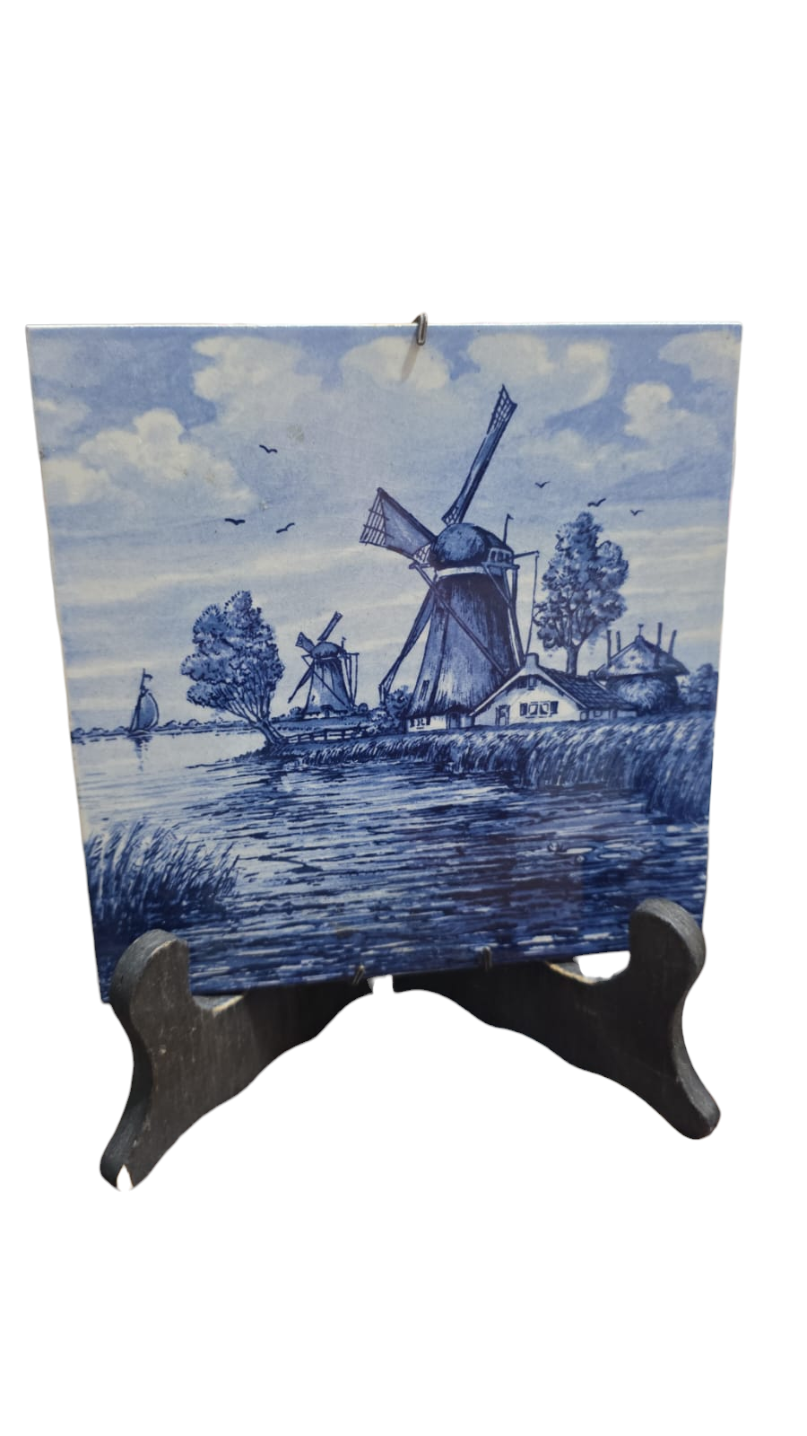 Belo azulejo holandês de pendurar na parede Delft, pintado a mão