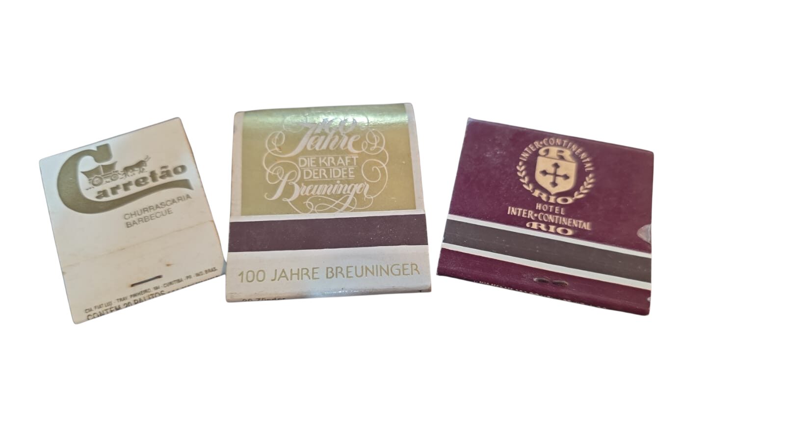 Trio de fósforos antigos colecionáveis