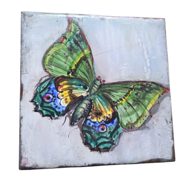 Azulejo de borboleta pintado a mão, bela arte