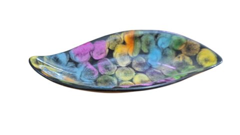 Elegante travessa pintada a mão, peça assinada