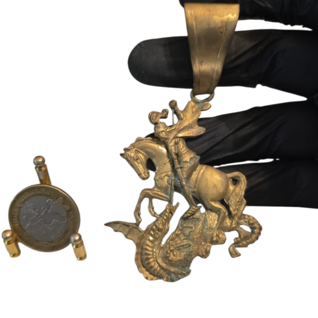 Antiga decoração de pendurar de São Jorge