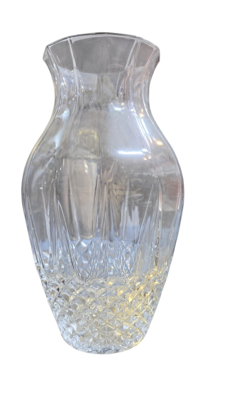 Elegante e pesado vaso de cristal