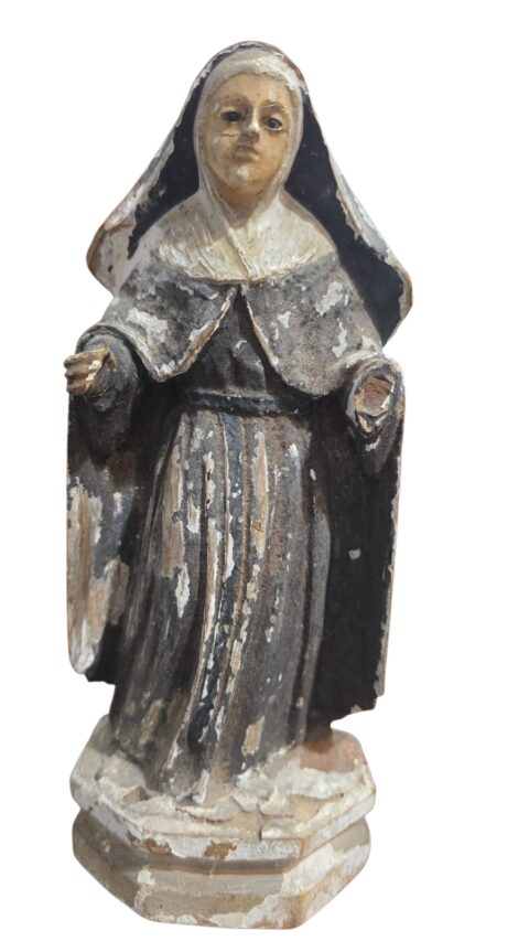 Imaginária, antiga arte sacra de madeira, com olhos de vidro, do século XVIII/XIX