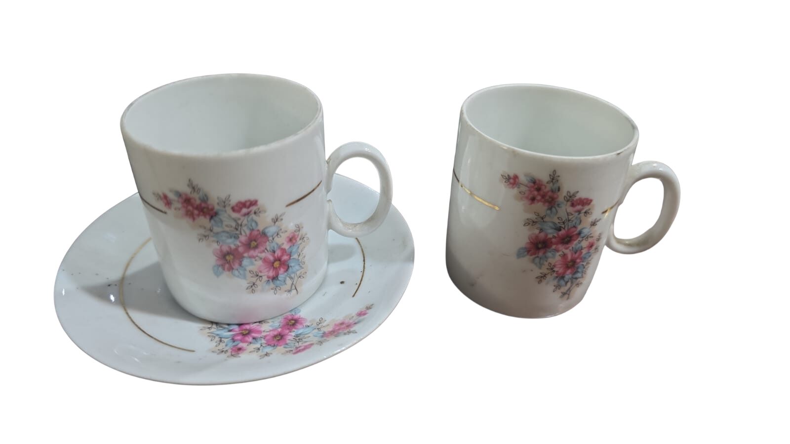 Conjunto duas xícaras de café e um pires porcelana Renner