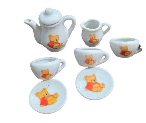 Conjunto miniatura de porcelana de ursinho
