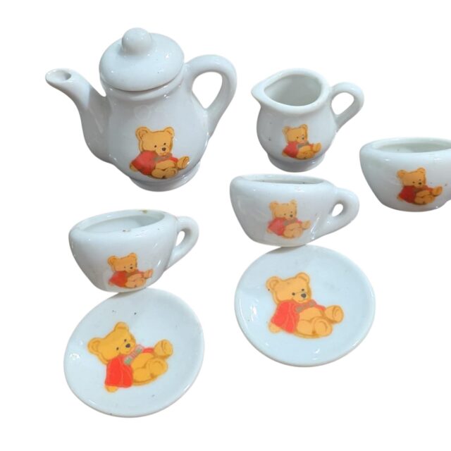 Conjunto miniatura de porcelana de ursinho