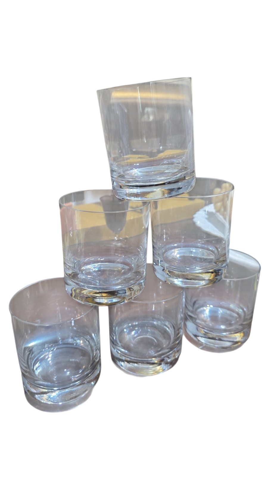 Elegantes copos de whisky de cristal, pesados, boa qualidade. (valor unitário)