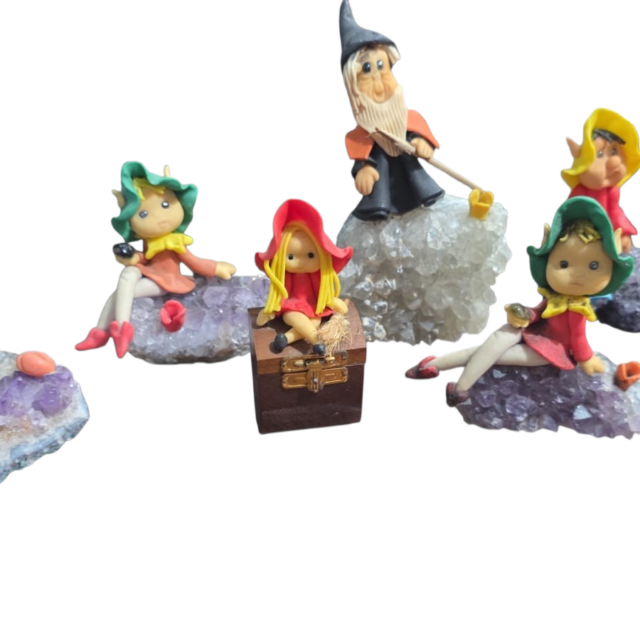 Lote de artesanais de biscuit com base de pedra