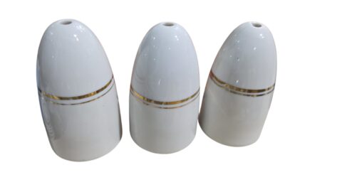 Trio de antigos paliteiros de porcelana, com filete de ouro Teixeira