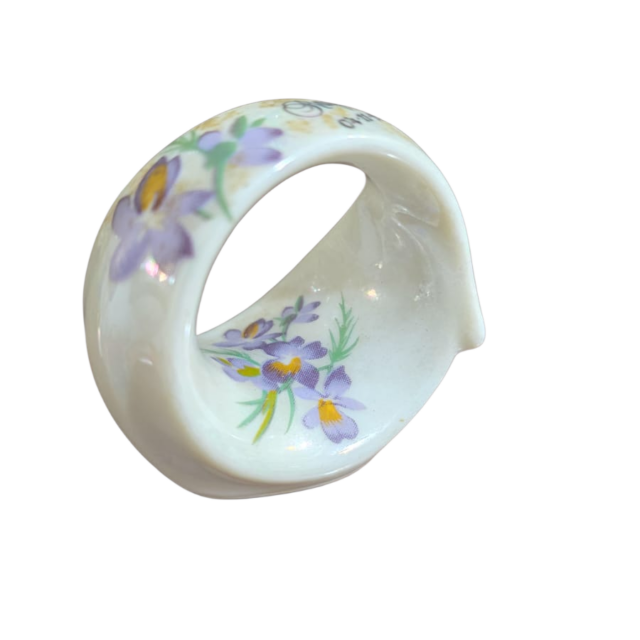 Porta guardanapo de porcelana, motivos florais